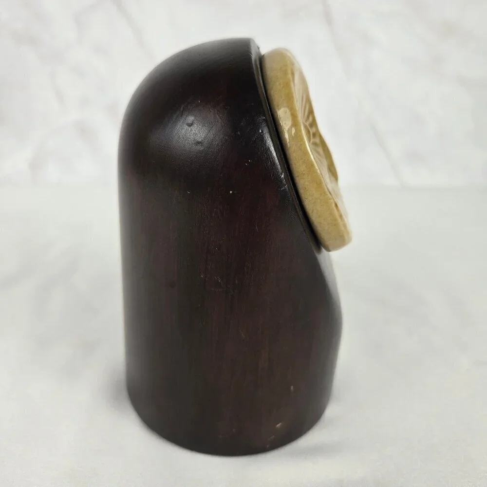 Ceramic Faced Owl Wooden Body Modern Swedish Design IKEA Minimalist